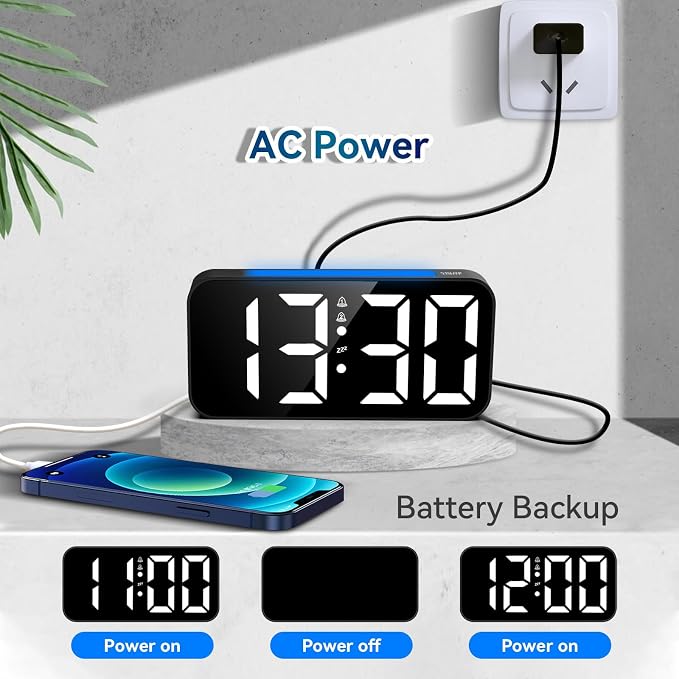 Topski Loud Alarm Clocks for Bedrooms Heavy Sleepers, Digital Clock - Image 5