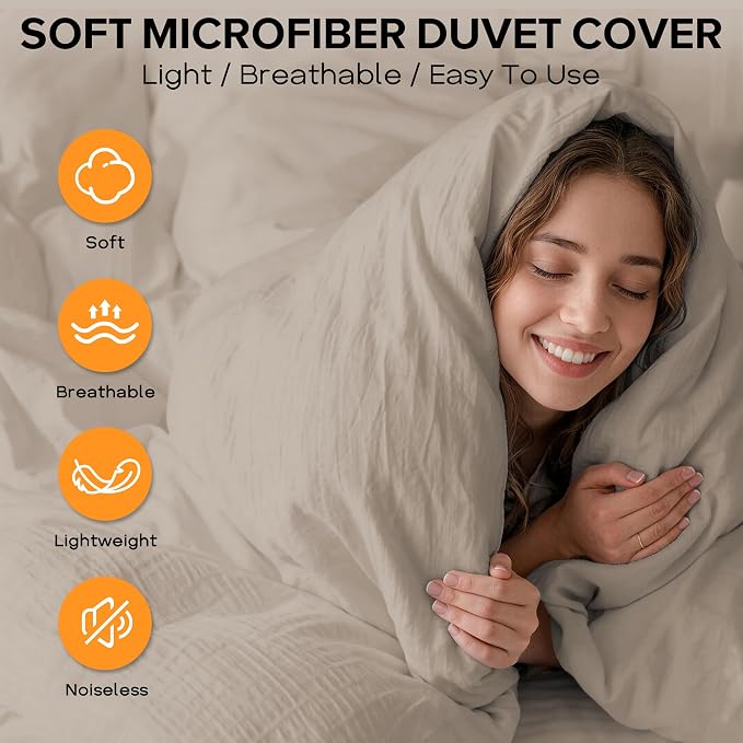 Cozyide Linen Twin Duvet Cover, 2 Pieces Bedding Duvet Covers, Soft Breathable - Image 4