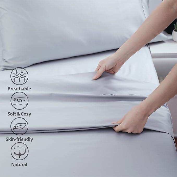 Cotton Cal King Flat Sheet Only, 600 Thread Count 100% Egyptian Cotton Top - Image 3