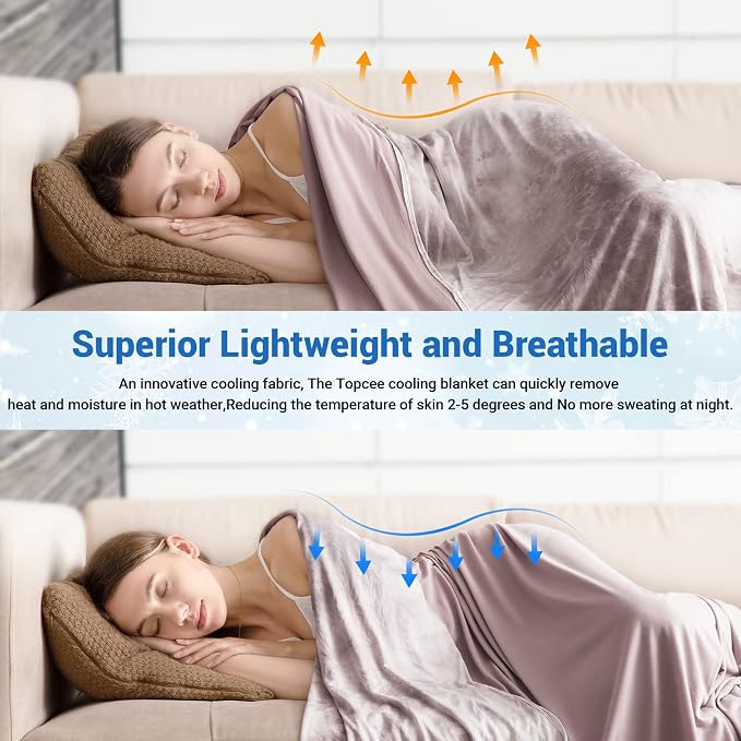 Topcee Cooling Blanket for Hot Sleepers, Absorbs Heat to Keep Body Cool for - Image 6
