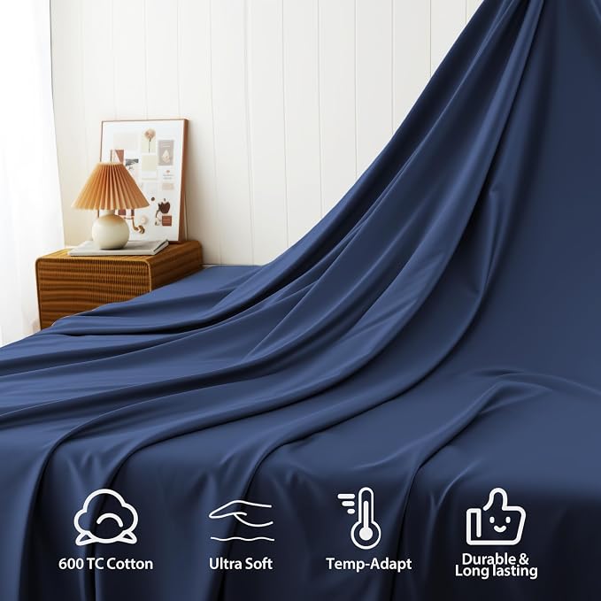 Cotton Flat Sheets Only, 600 TC 100% Cotton Flat Sheet Top Sheet Only, TwinXL - Image 4