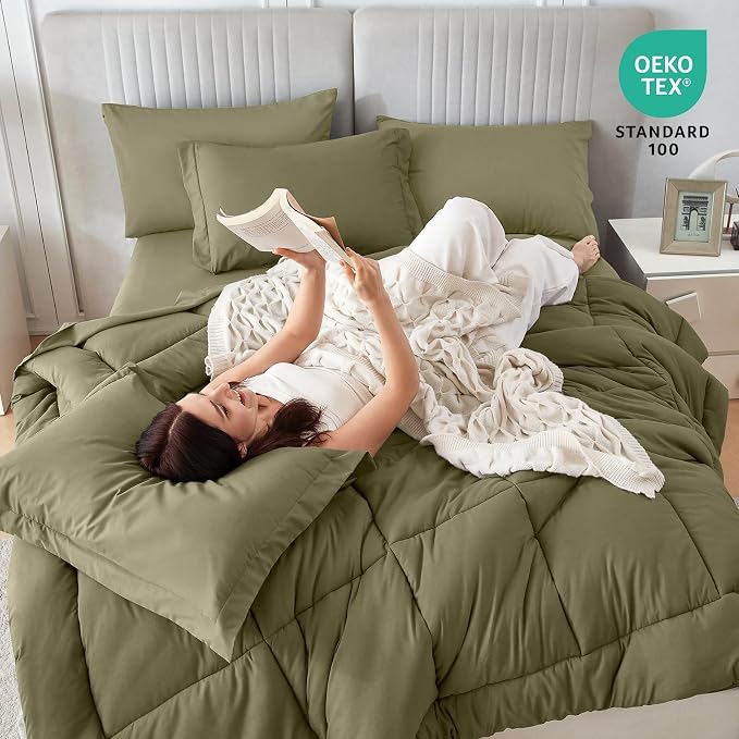 Sasttie Queen Comforter Set, 7 Pieces Bed in a Bag Queen, Complete Bedding Set - Image 5