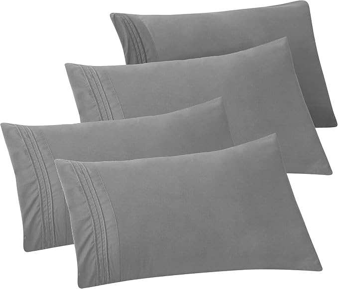 Elegant Comfort 4-PACK Solid Pillowcases 1500 Premium Hotel Quality Microfiber by ELEGANTCOMFORT