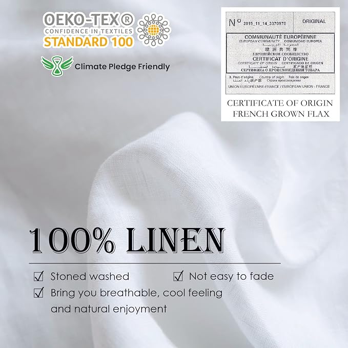 Simple&Opulence 100% Washed Linen Duvet Cover Set 5pcs Basic Style Natural - Image 2