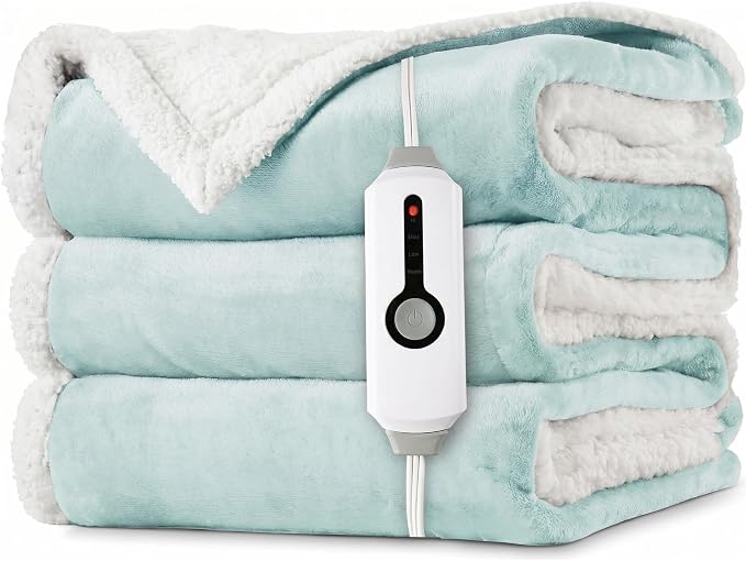 LaffyLo Heated Throw Blanket 50 x 60, Fast Heating Electric Blanket, Dual-Sided by LAFFYLO