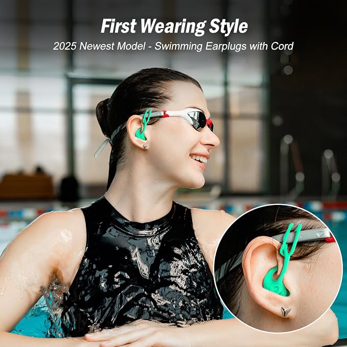 Swimming Ear Plugs for Adults, 4 Pairs Waterproof Reusable Silicone Swim - Image 2