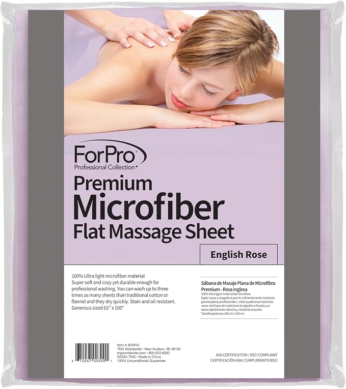 ForPro Premium Microfiber 3-Piece Massage Sheet Set, English Rose, Ultra-Light - Image 9