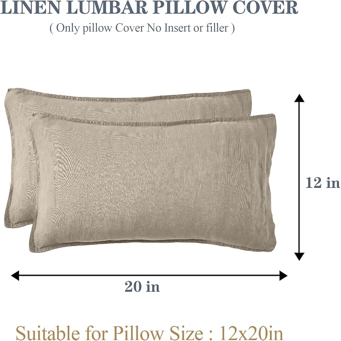 Simple&Opulence 100% Linen Lumbar Pillow Cover 12 x 20 Inches Set of 2 - Image 4