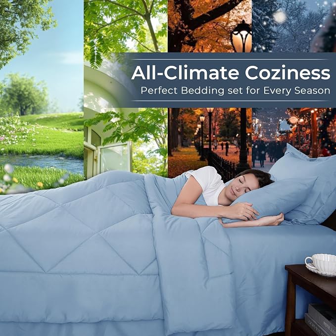 HEVUMYI Light Blue Twin Comforter Set - Image 3