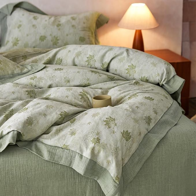 mixinni Yarn-Dyed Jacquard Duvet Cover King, Soft Breathable Double Layer Gauze - Image 3