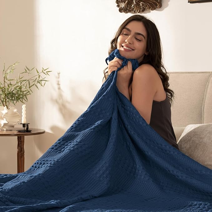 PHF Cooling Waffle Blanket Queen Size, Lightweight 60% Rayon from Bamboo & 40% - Image 5