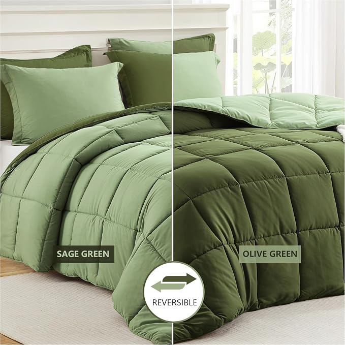 Homelike Moment Twin Comforter Set Olive Green, Lightweight Comforter Twin Size - Image 2