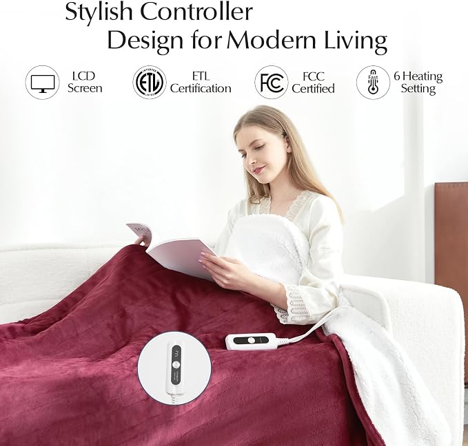 SNUGSUN Electric Heated Blanket Twin Size, Soft and Cozy Thickened Flannel and - Image 2