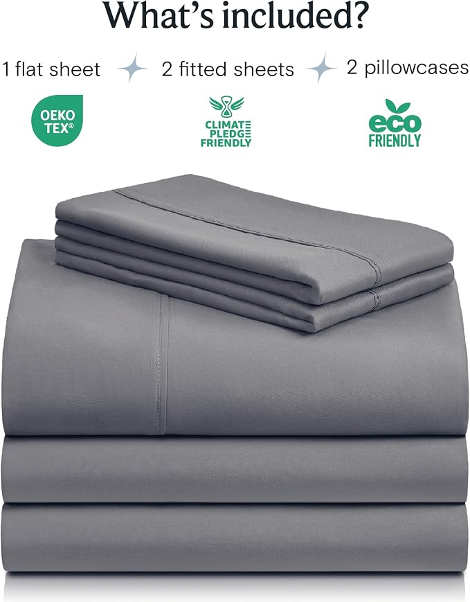 LuxClub 5 PC Split King Sheet Set, Deep Pockets Wrinkle Free Cooling Bed Sheets - Image 2