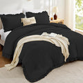 FUANNA King Size Comforter Set Black, 3 Pieces Ruffle King Bedding Set by FUANNA