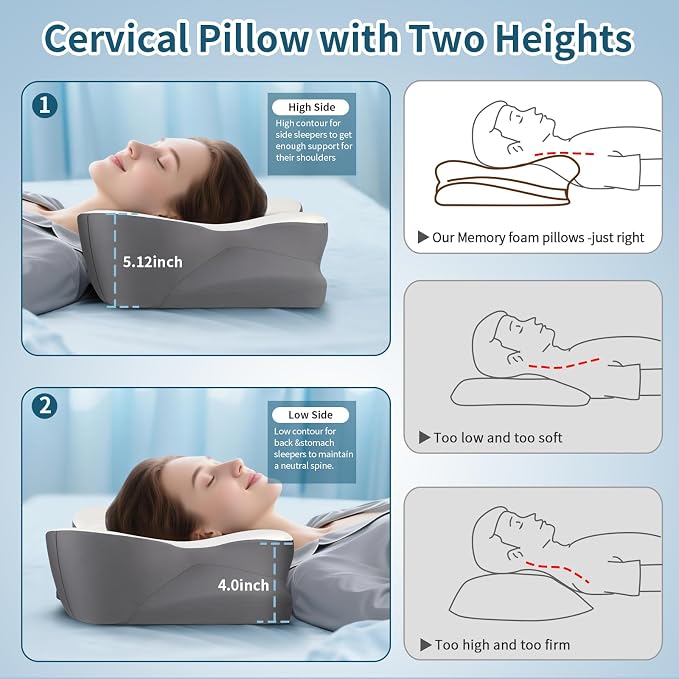 Cerrvical Neck Pillow- Ergonomic Memory Foam Pillows - Image 4