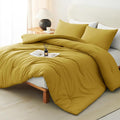 CozyLux Full Size Comforter Set Mustard Yellow, 3 Pieces Solid Breathable by CozyLux