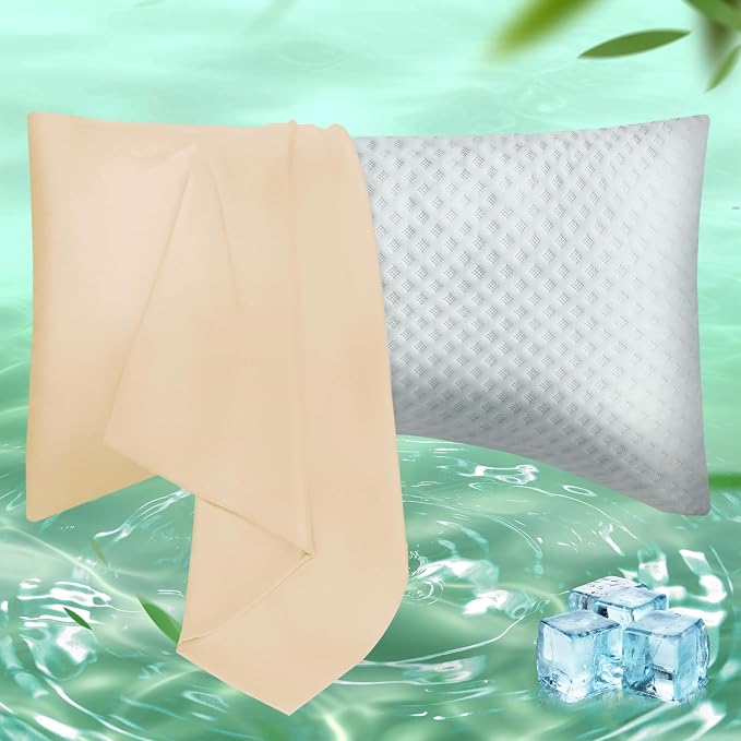 Curved Pillow Case King Size, Side Sleeper Pillow Cases Cover Cooling Rayon by JamRest