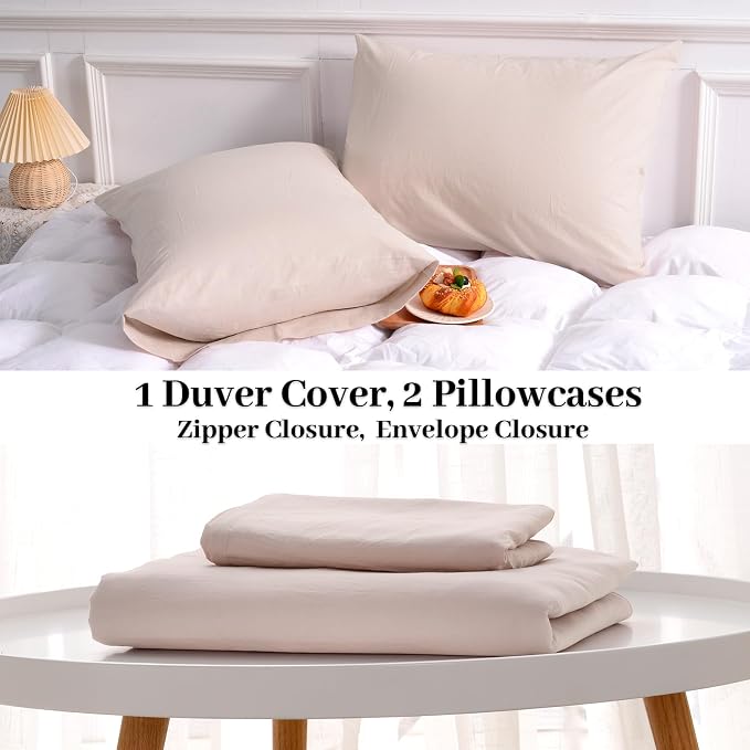NEXHOME PRO Duvet Cover Set Kids Twin Size, Organic Natural 100% Washed Cotton - Image 9