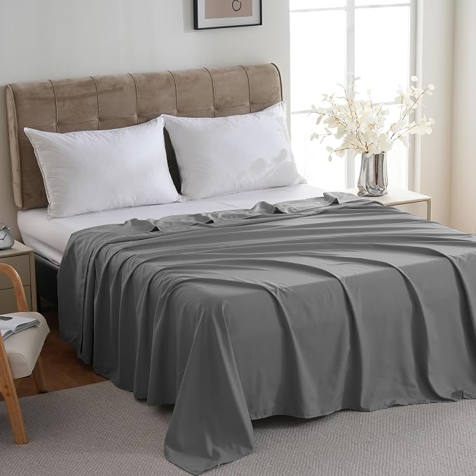 ZPECC Full Flat Sheet Only 1 Pack, Durable Dark Gray Top Bed Sheets - Image 3