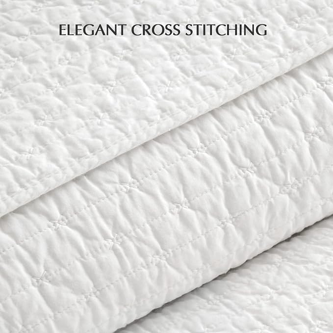 EVERGRACEHOME Cross Stitch Pre-Washed Cotton Quilt Bedding Set King Size - Image 3