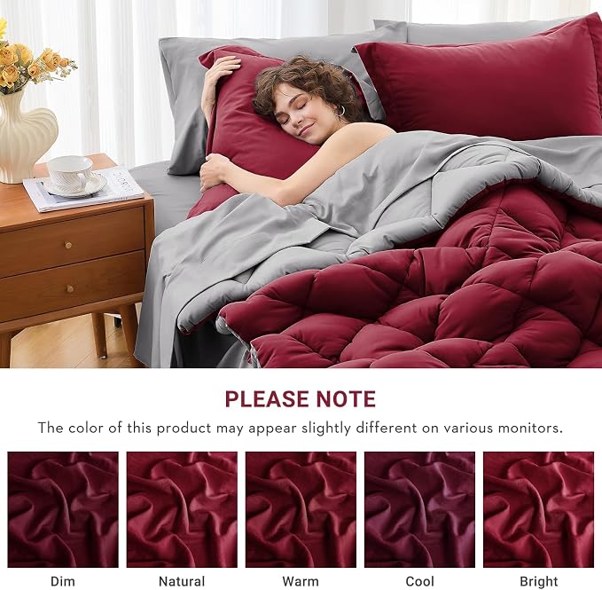 MUXHOMO 7 Pieces Queen Comforter Set, Reversible Bed in a Bag Queen Size - Image 4