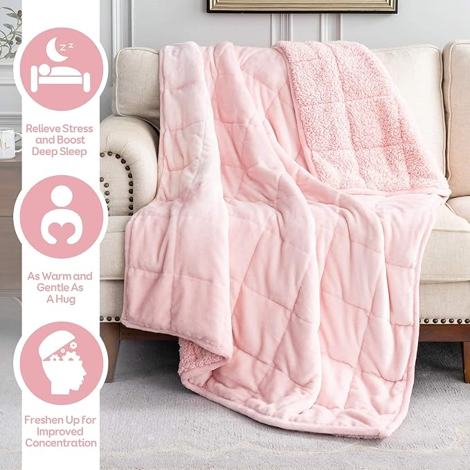 Cottonblue Weighted Blankets 25lbs King Queen Size, Fuzzy Sherpa Fleece - Image 2