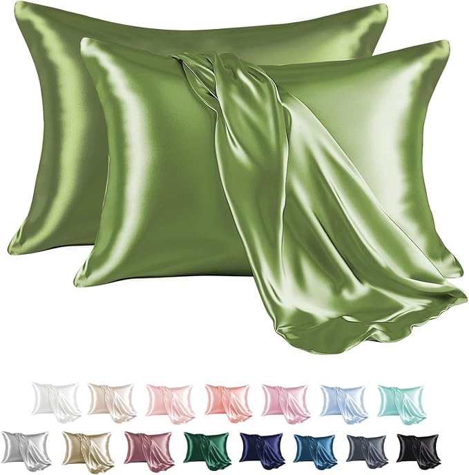 MR&HM Satin Pillowcase for Hair and Skin, Silk Satin Pillowcase 2 Pack by MRHM