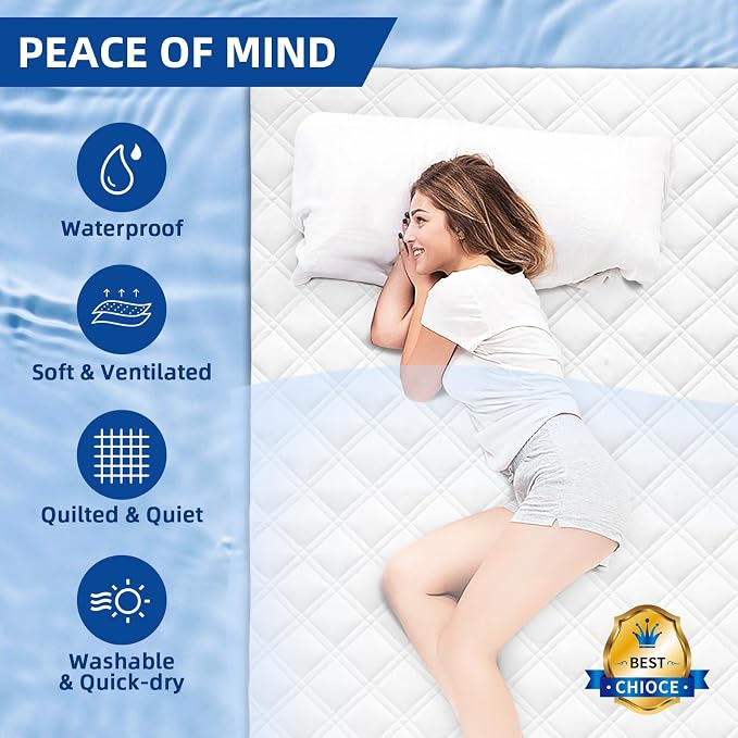 MEELUS Padded King Mattress Protector, Breathable Waterproof Mattress Pad Cover - Image 8