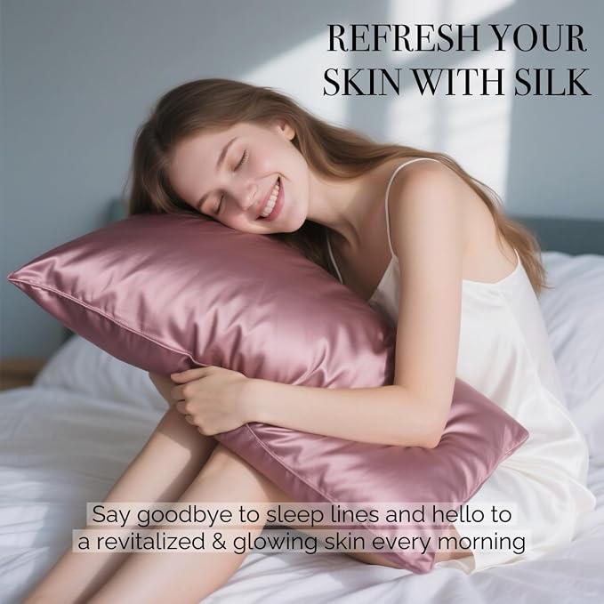 Ravmix Silk Pillow Cases with Zipper, 21momme Mulberry Silk Pillowcase - Image 2