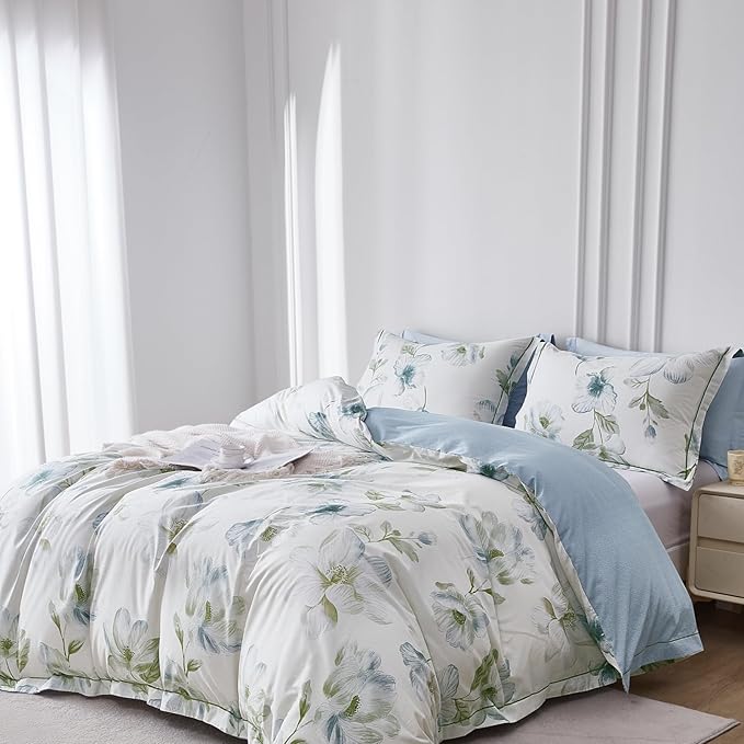 OAITE Duvet Cover Set Twin Size Floral Pattern 500 Thread Count Ultra Soft 100% - Image 2