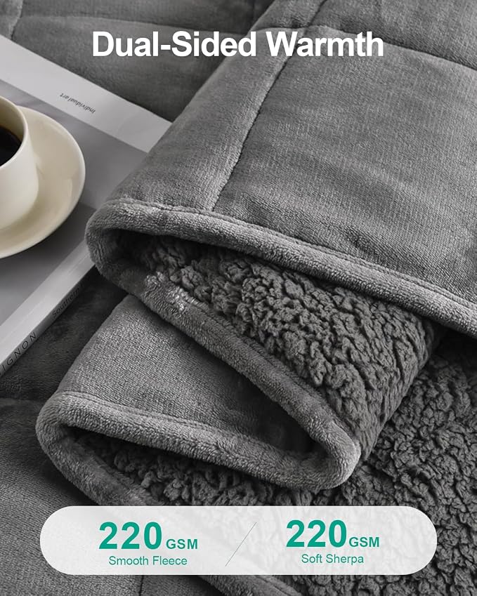 Super Fuzzy Soft Sherpa Fleece Weighted Blanket, 15 lbs Dual Sided Fluffy Heavy - Image 3