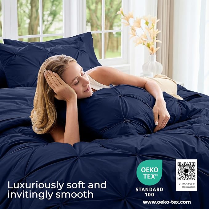 Sasttie Full Size Comforter Set, 7-Piece Bed in a Bag, Pintuck Bedding Sets - Image 3