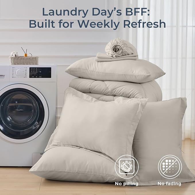 HEVUMYI Oatmeal Full Comforter Set - Image 7