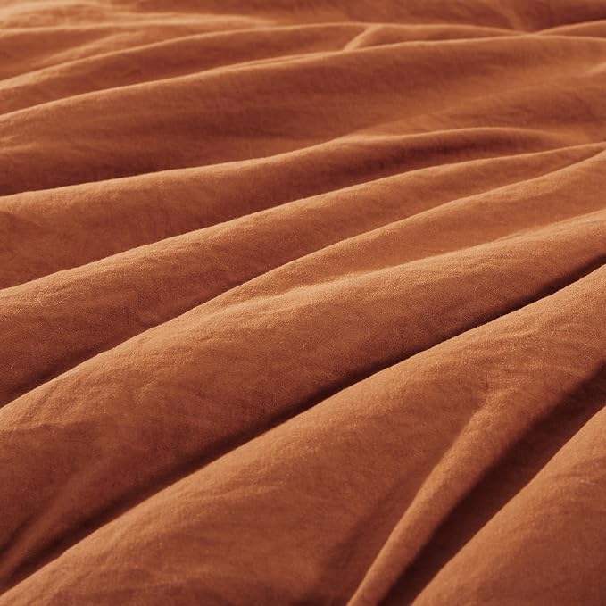 WRENSONGE Oversize King Size Comforter Sets, 7 Pieces Soft Burnt Orange Fall - Image 4