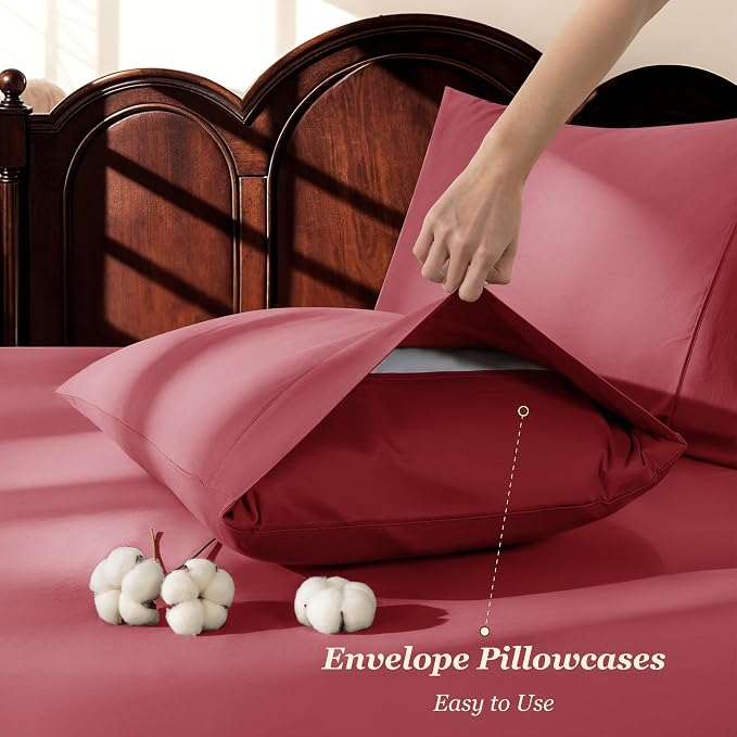 LBRO2M 100% Cotton Sheets Set Deep Pocket 19", 1000 Thread Count California - Image 6