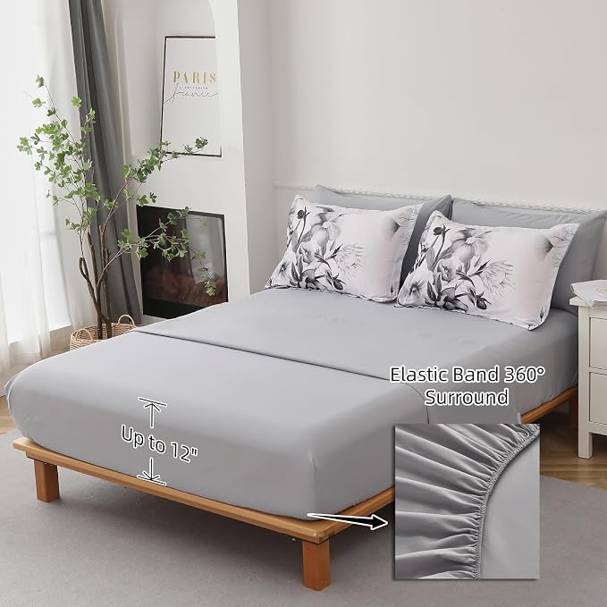 Luxudecor Floral Comforter Set Twin Size 5 Piece, Elegant Ink Comforter Bedding - Image 4