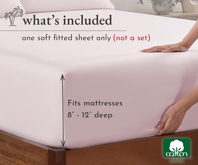 California Design Den Twin Bed Fitted Sheet Only, 100% Cotton, No Pop-Off - Image 4