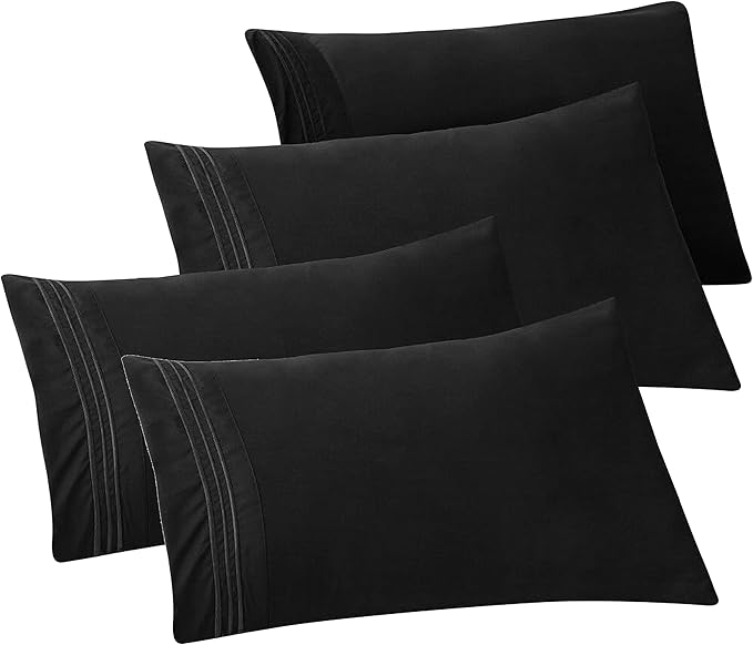 Elegant Comfort 4-PACK Solid Pillowcases 1500 Premium Hotel Quality Microfiber by ELEGANTCOMFORT