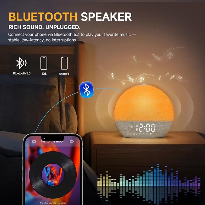 Geuuap Sunrise Alarm Clock White Noise Sound Machine - Image 5