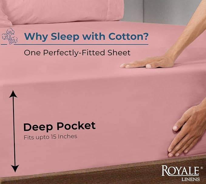 Royale Linens 100% Organic Cotton Fitted Sheet - Image 2