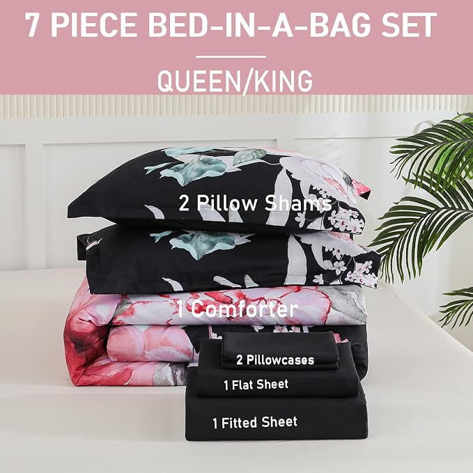 Yogeneg Queen Comforter Set 7 Piece Bed in a Bag, Soft Microfiber Comforter - Image 6