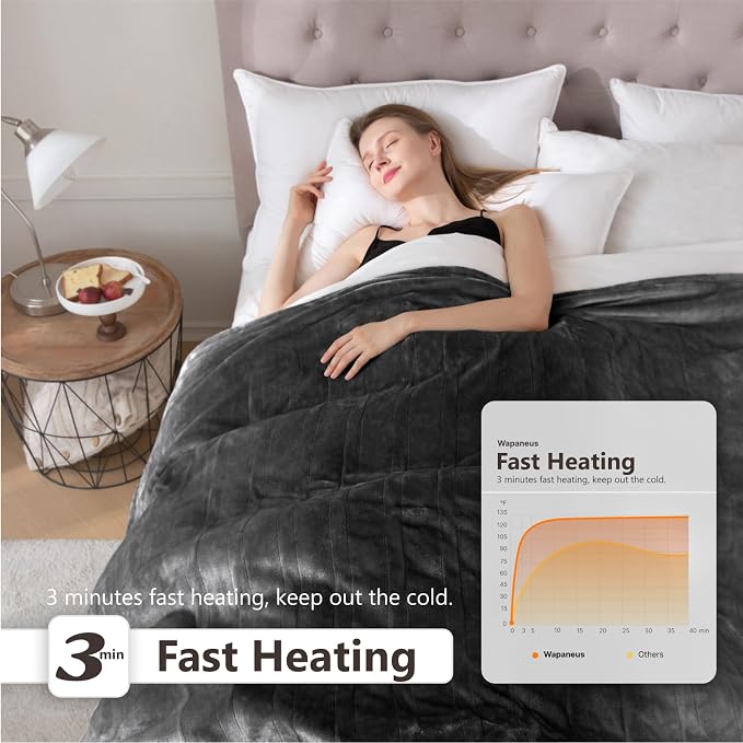 Wapaneus Heated Blanket Electric King Size 90"x100"-Dual Control - Image 3
