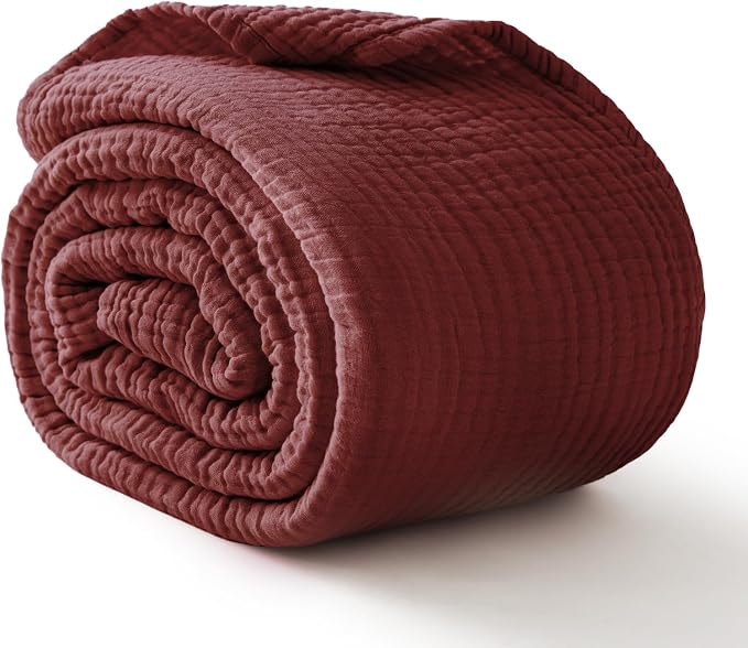 100% Cotton Muslin Blanket Large 50"x 70", 6 Layers Breathable and Lightweight by Kozyhvn
