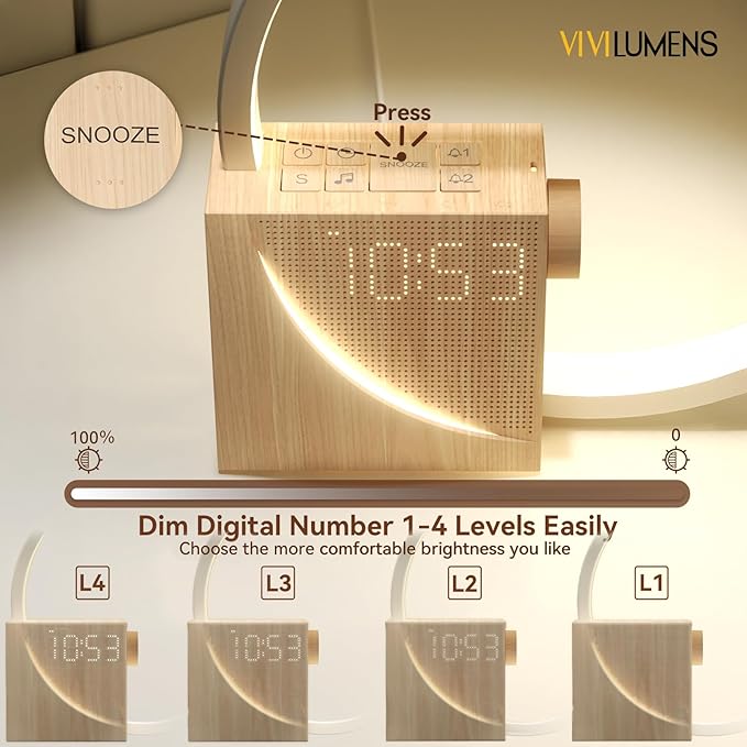 Vivilumens Sunrise Alarm Clock Sound Machine Nightlight, Gradual Wake Up Light - Image 7