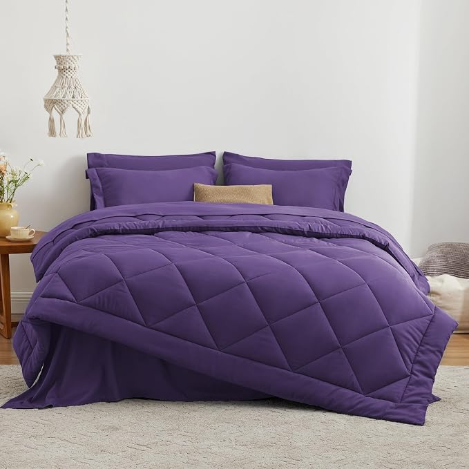 Love's cabin California King Comforter Set Purple, 7 Pieces California King Bed - Image 2