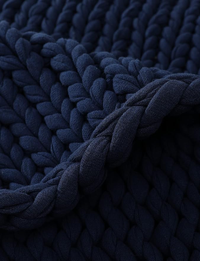 YnM 100% Cotton Weighted Blanket, Handmade Chunky Knitted Throw, No fillers - Image 4