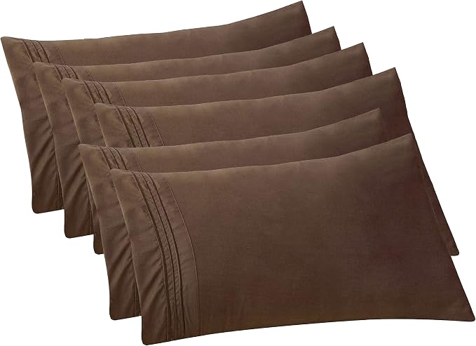 Elegant Comfort 6-PACK Solid Pillowcases 1500 Premium Hotel Quality Microfiber by ELEGANTCOMFORT