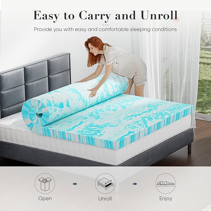 DUMOS Mattress Toppers Memory Foam Twin Size, 2 Inch Thick Bed Topper Pad - Image 3