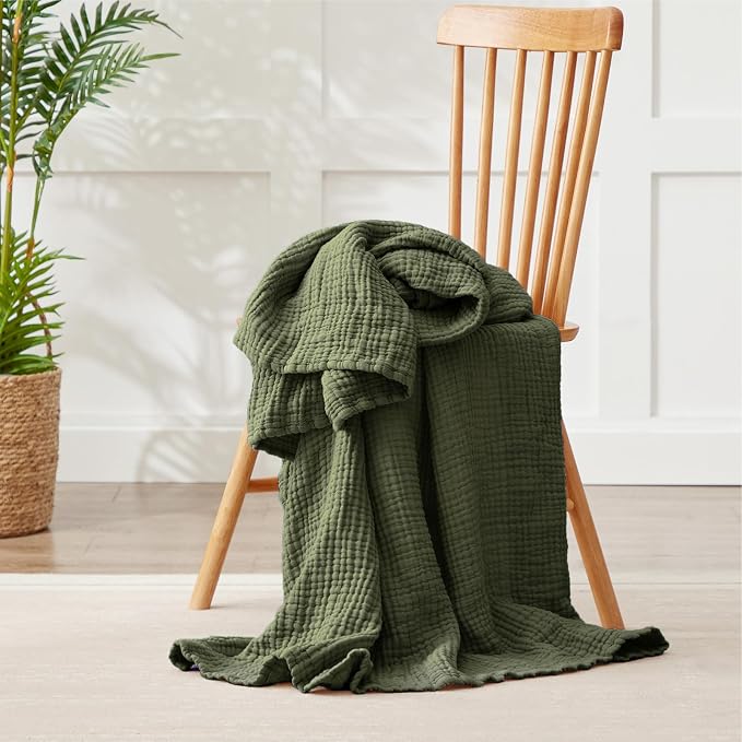 100% Cotton Muslin Blanket Large 50" x 70", Breathable and Lightweight Cotton - Image 8